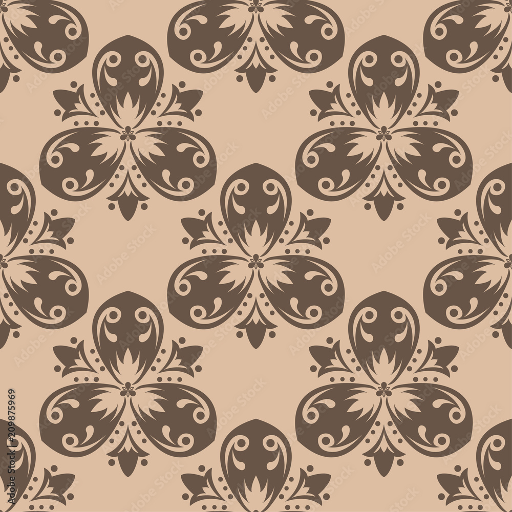 Brown and beige floral seamless pattern Brown and beige floral seamless pattern