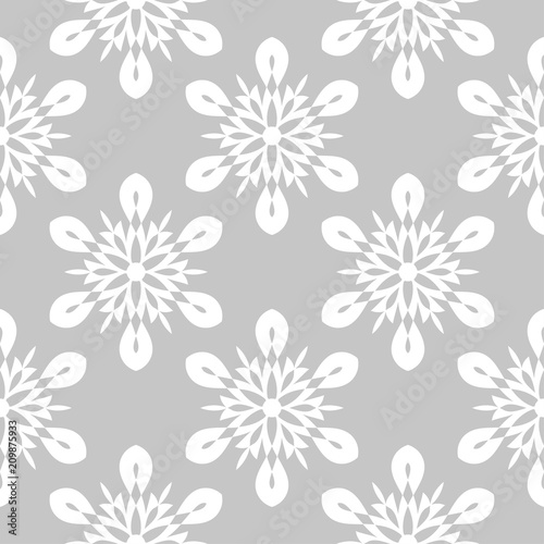 Gray and white floral seamless pattern