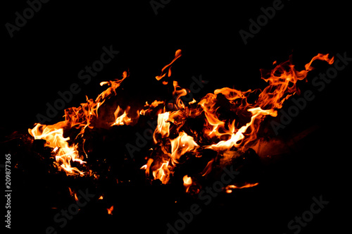 Abstract fire flames on black background