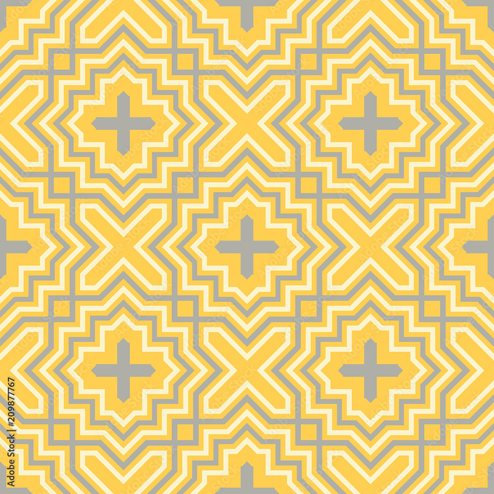 Geometric seamless pattern. Yellow background Geometric seamless pattern. Yellow background