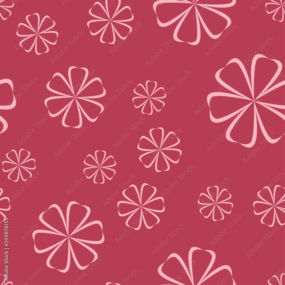 Floral seamless pattern on red background
