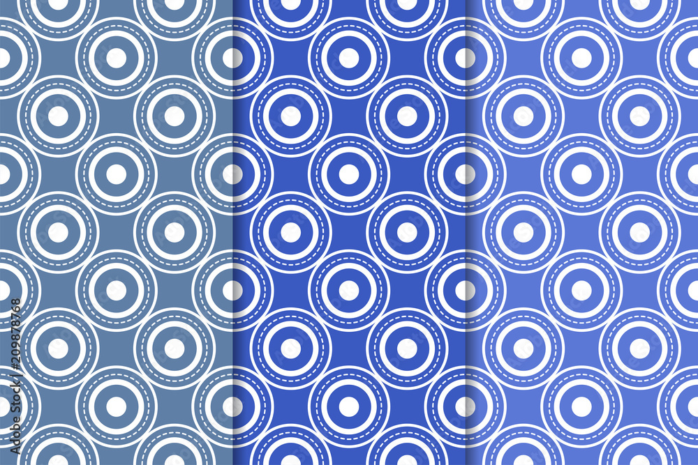 Blue set of geometric seamless patterns Blue set of geometric seamless patterns