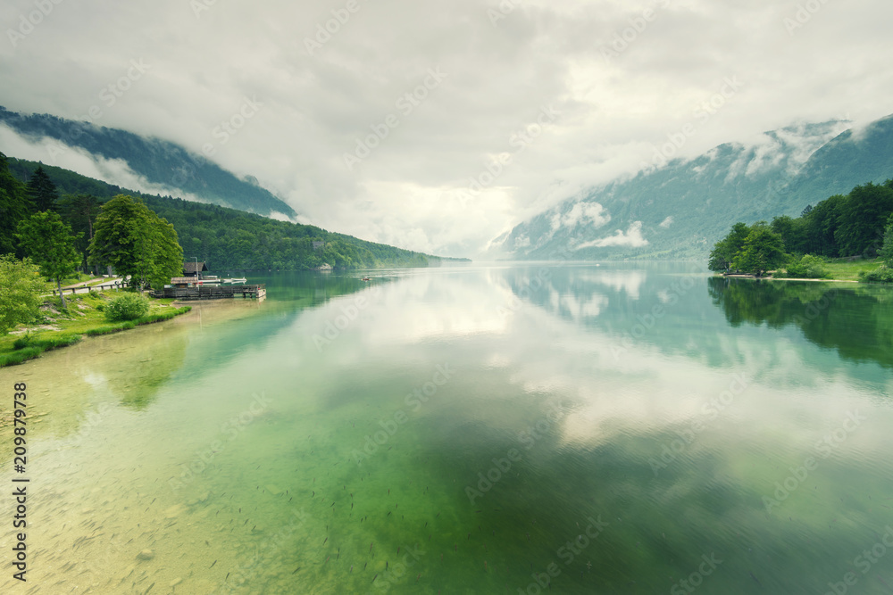 Fototapeta premium Beautiful calm and cristal clear lake water