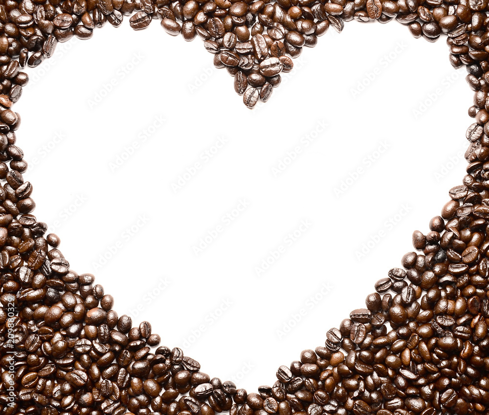 Coffee Bean Sort by heart shape with copy space Coffee Bean Sort by heart shape with copy space