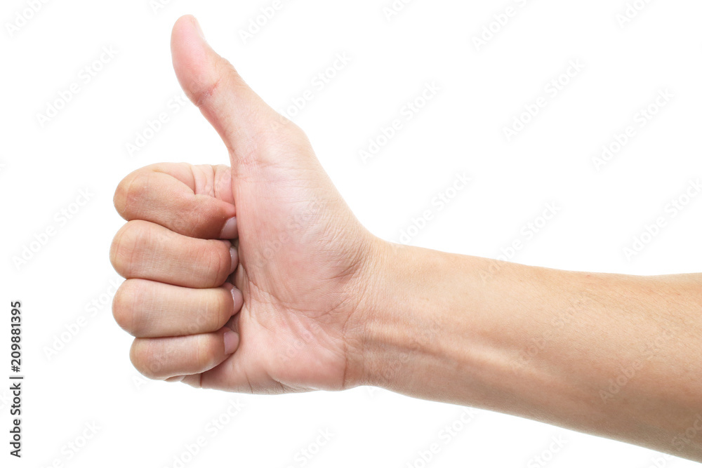 Hand thumb up isolated on white background Hand thumb up isolated on white background