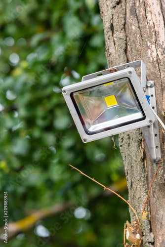 Obraz na płótnie Gray diod spotlight on tree. Lighting equipment w salonie
