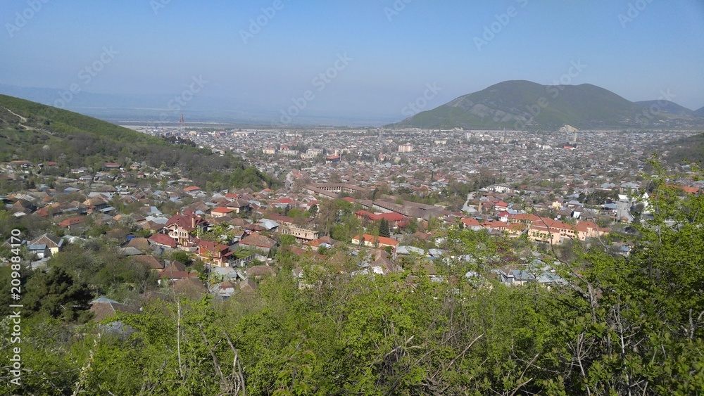 View of the city of Sheki from the nearby mountains.