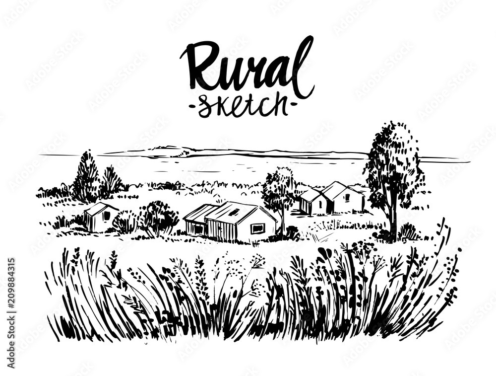 Rural landscape - obrazy, fototapety, plakaty 