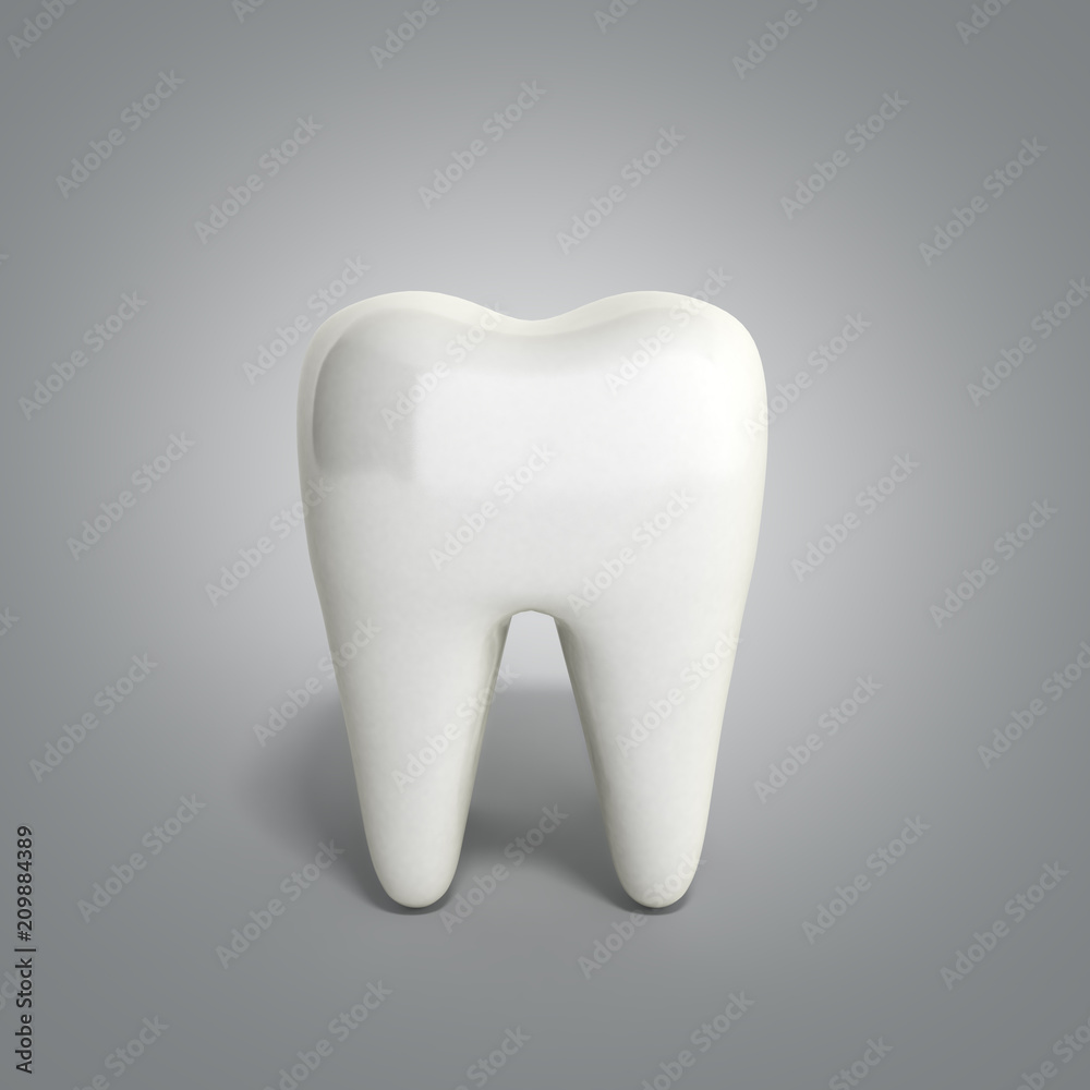 Whitening of human tooth 3d render on grey