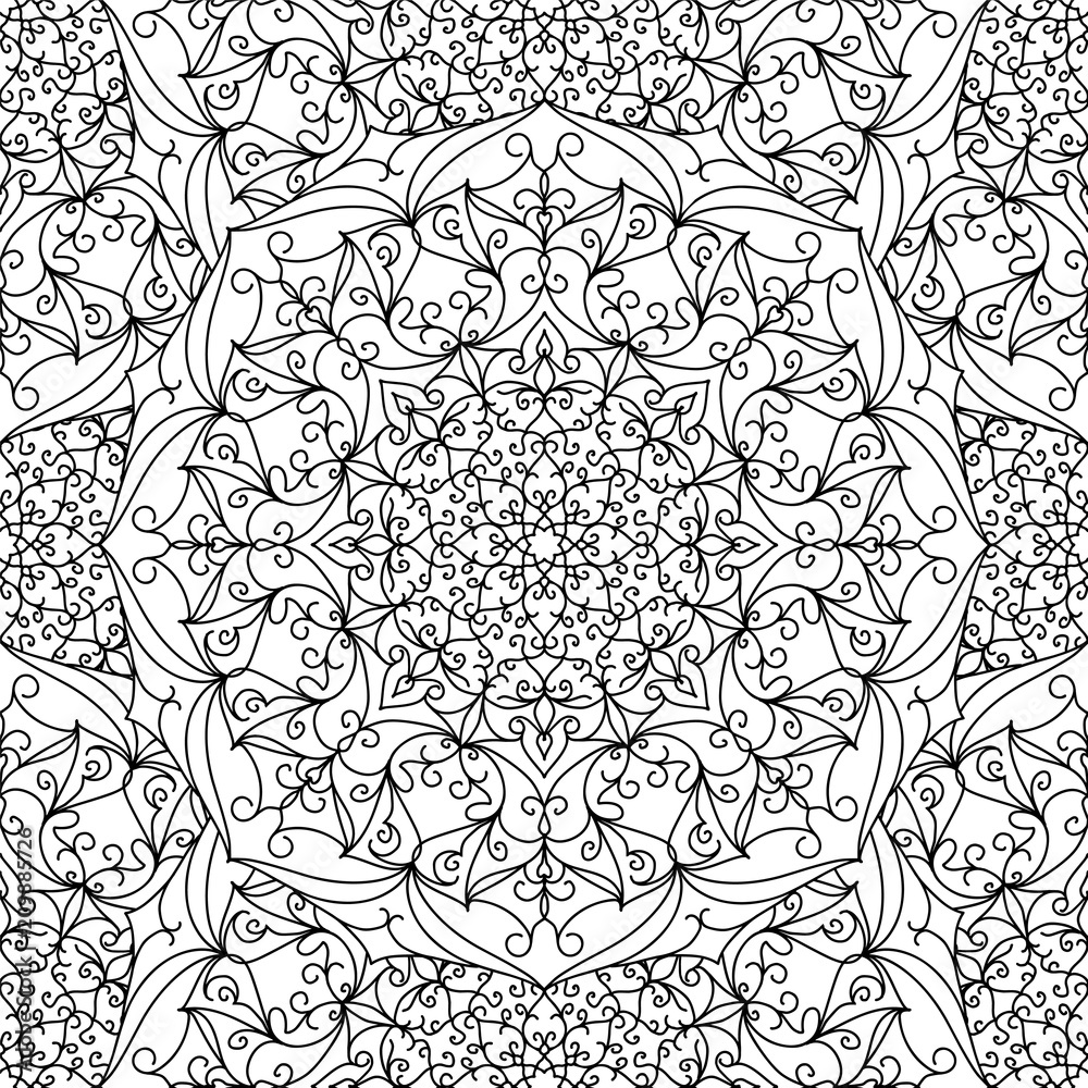 Seamless pattern. Linear black and white background