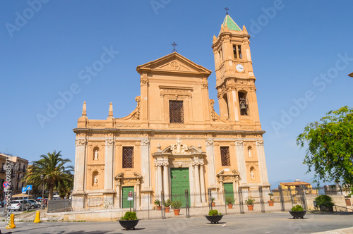 Принти на полотні View of the San Nicola di Bari cathedral on the Duomo square in Termini Imerese