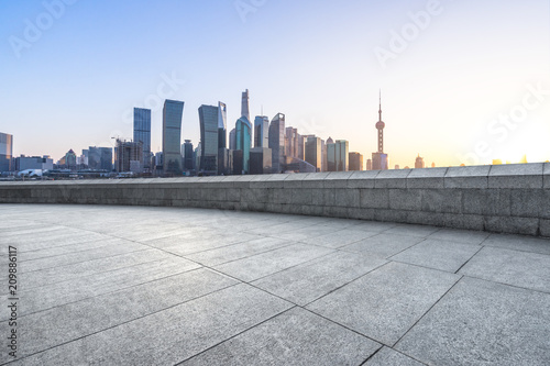 panoramic city skyline with empty square © THINK b