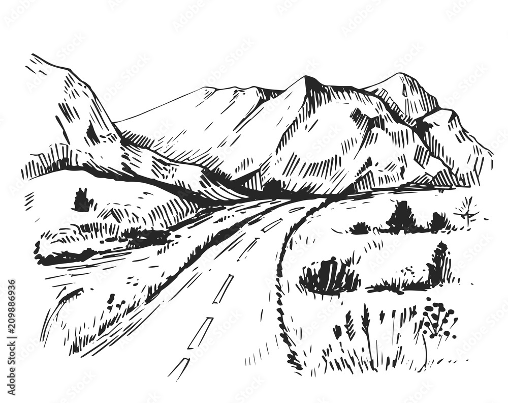 Road and mountains