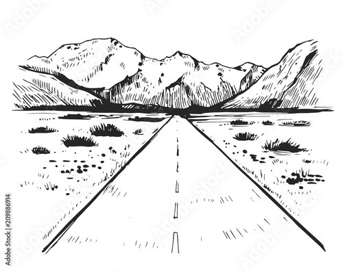 Road and mountains