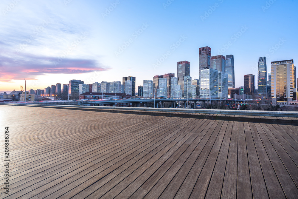 Obraz premium city skyline with modern office building