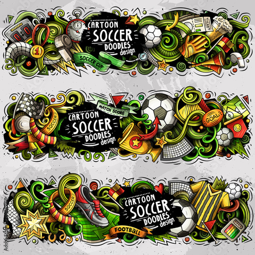 Cartoon vector doodles Football banners compositions