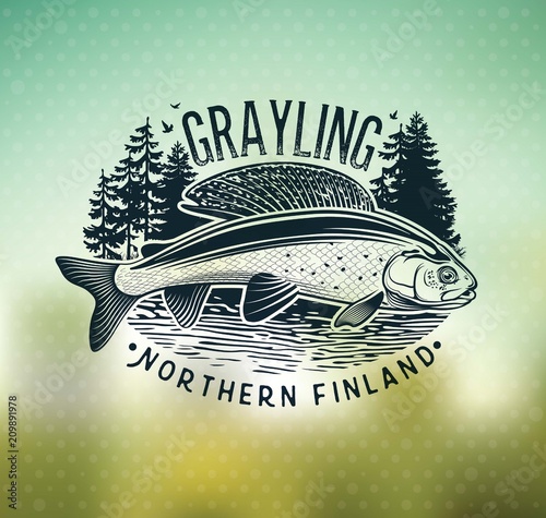 Grayling Fly Fishing Logo. The Lady of the River