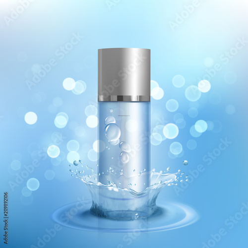 Advertising poster for cosmetic product for catalog, magazine. Vector design of cosmetic package. Moisturizing cream, gel, body lotion with vitamins.