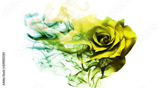 Smoke rose from