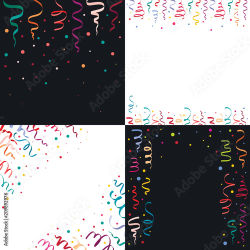 Serpentine coil ribbon banner concept set. Flat illustration of 4 serpentine coil ribbon vector banner horizontal concepts for web
