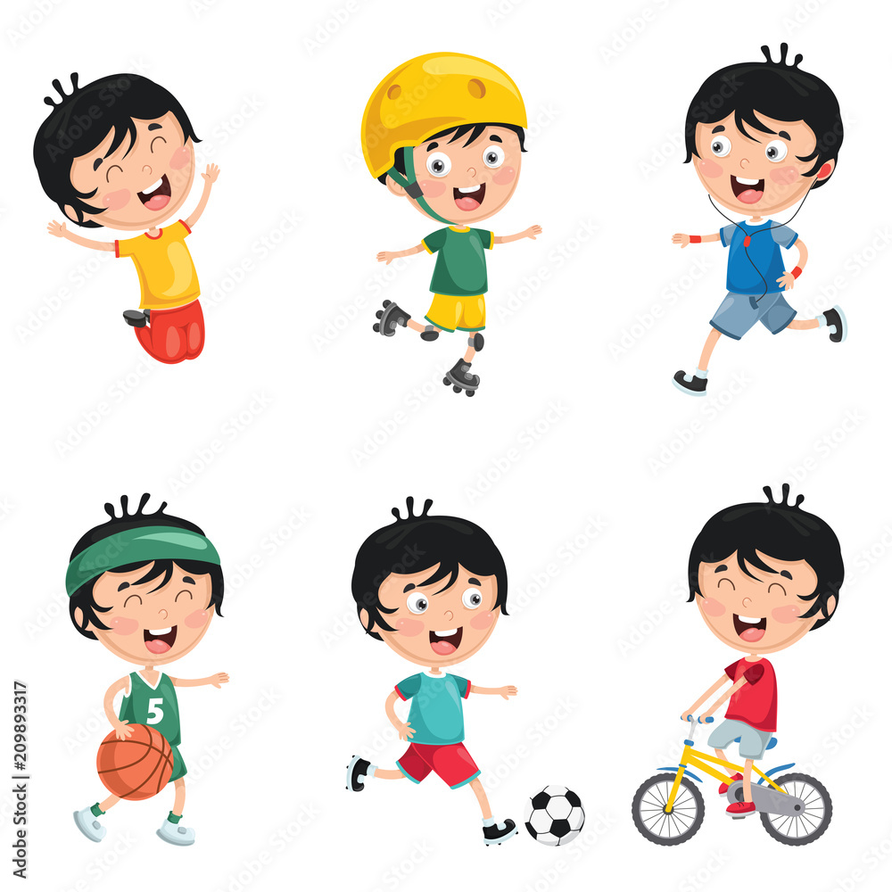 Vector Illustration Of Kids Daily Routine Activities Vector Illustration Of Kids Daily Routine Activities