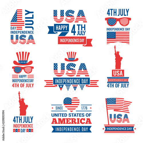 Banners of america independence day. Vector labels at 4 july