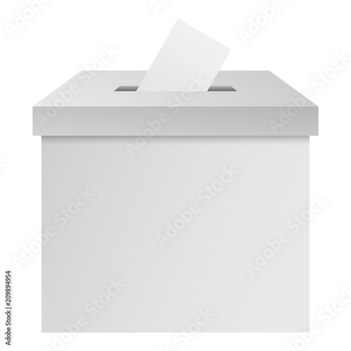 White election box mockup. Realistic illustration of white election box vector mockup for web design isolated on white background