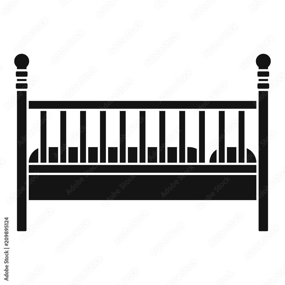 Wood baby bed icon. Simple illustration of wood baby bed vector icon for web design isolated on white background Wood baby bed icon. Simple illustration of wood baby bed vector icon for web design isolated on white background