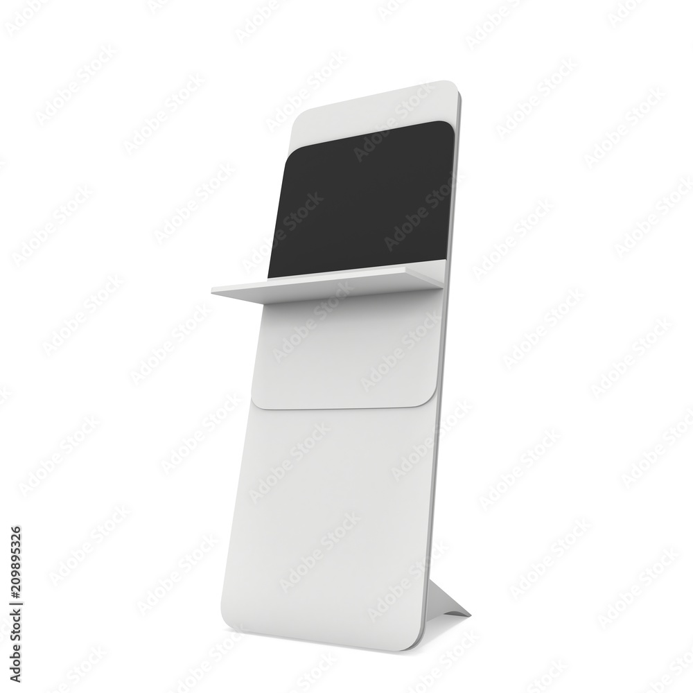 LCD Screen Stand. Trade Show Booth. 3d render of tv info kiosk isolated on white background. High Resolution. Ad template for your expo design. LCD Screen Stand. Trade Show Booth. 3d render of tv info kiosk isolated on white background. High Resolution. Ad template for your expo design.