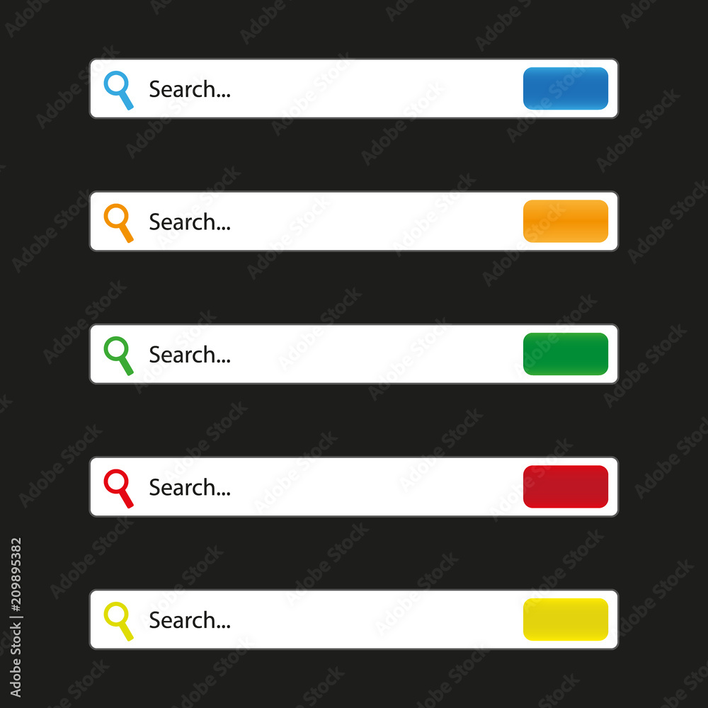 Search bar vector element design, set of search boxes ui template isolated on white background Search bar vector element design, set of search boxes ui template isolated on white background