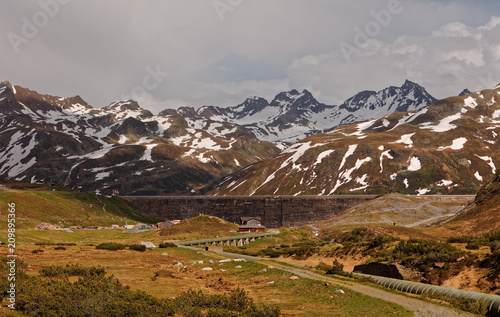 Silvretta alpine road and water dam system photo