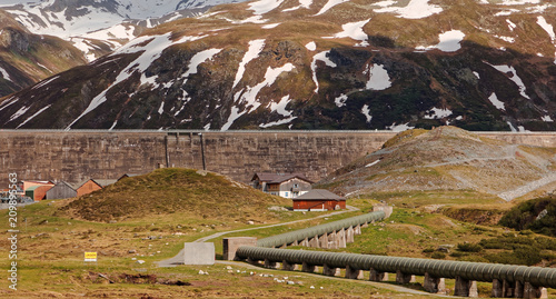 Silvretta alpine road and water dam system photo