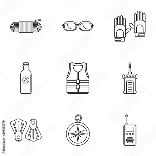 Immersing icons set. Outline set of 9 immersing vector icons for web isolated on white background