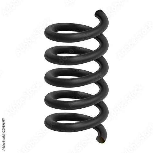 Car spring mockup. Realistic illustration of car spring vector mockup for web design isolated on white background