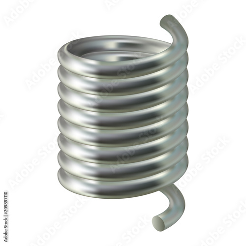 Steel spring mockup. Realistic illustration of steel spring vector mockup for web design isolated on white background