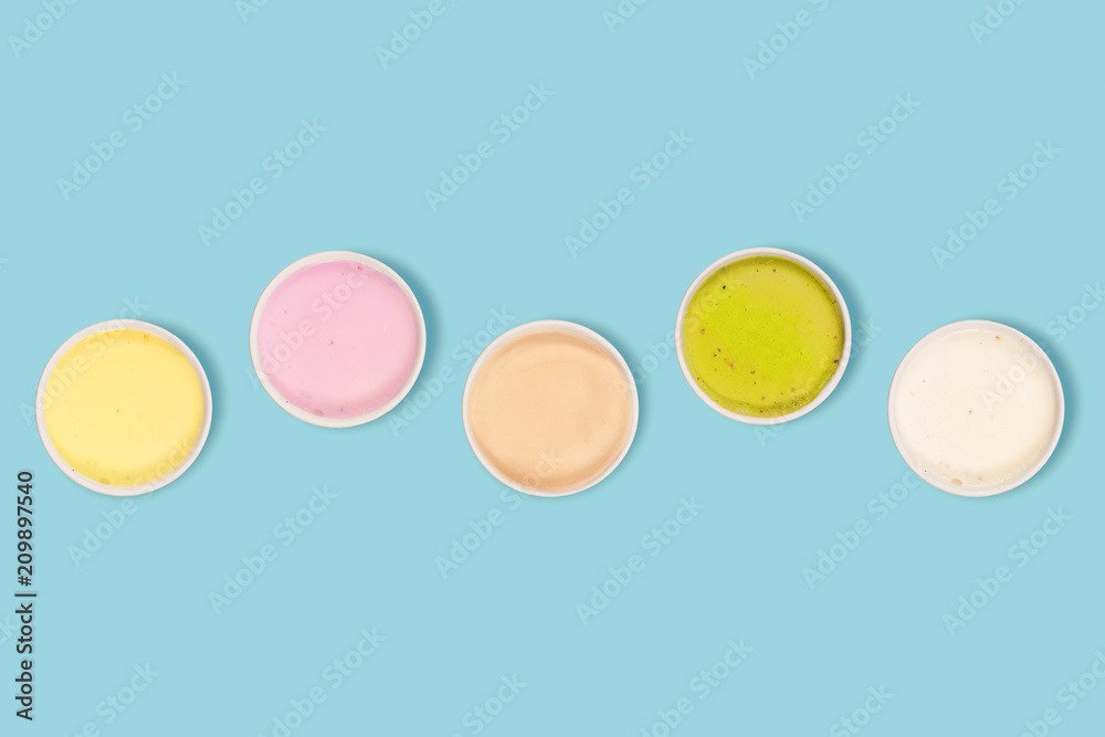 Creative photo of colorful ice cream on a bright background Creative photo of colorful ice cream on a bright background