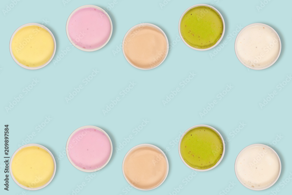 Creative photo of colorful ice cream on a bright background Creative photo of colorful ice cream on a bright background