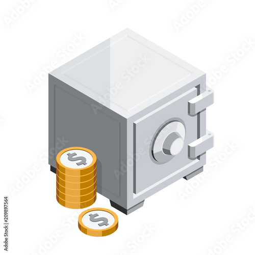 Obraz na płótnie Vault and coins 3D isometric w salonie