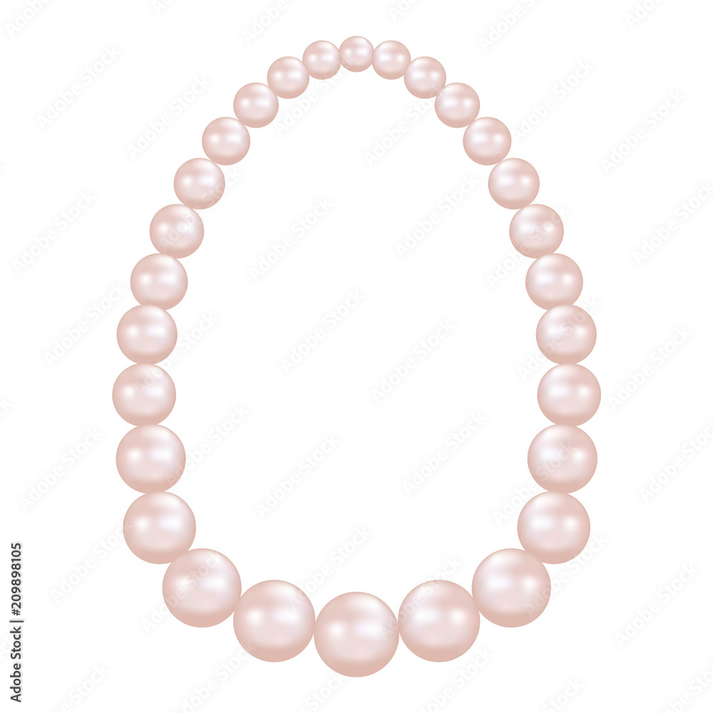 Pearl necklace mockup. Realistic illustration of pearl necklace vector mockup for web design ...