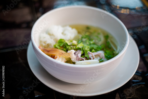 Thai rice noodles seafood soup