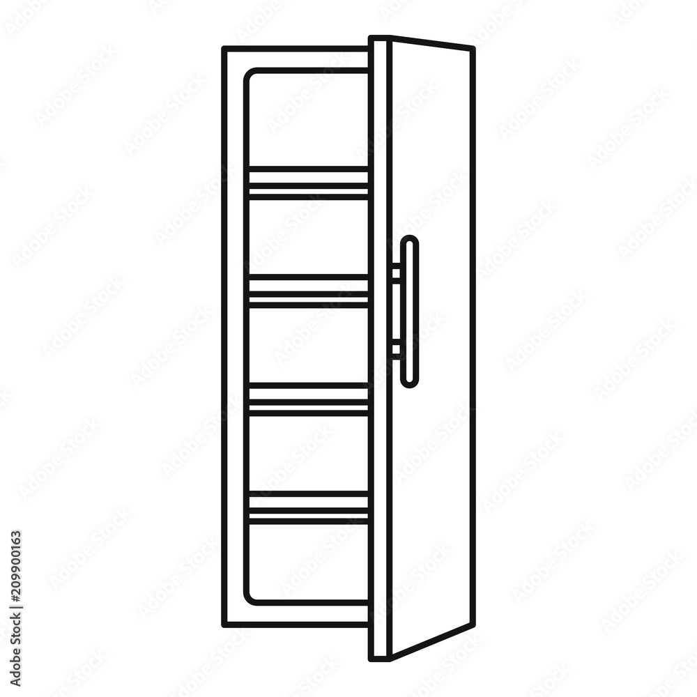 Kitchen fridge icon. Outline illustration of kitchen fridge vector icon for web design isolated on white background