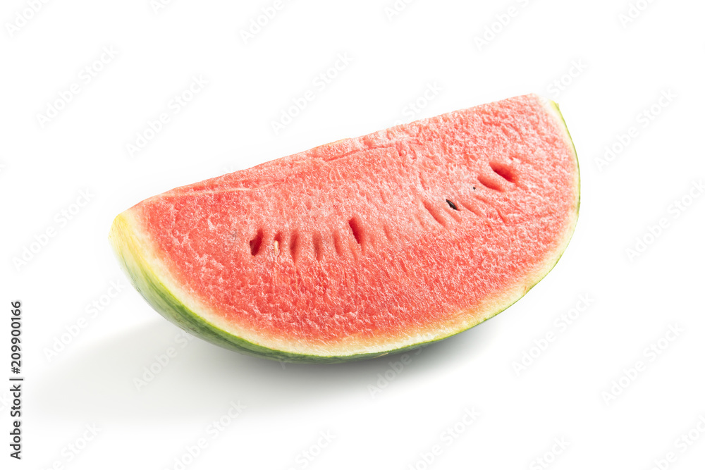 Sliced ripe watermelon on white background