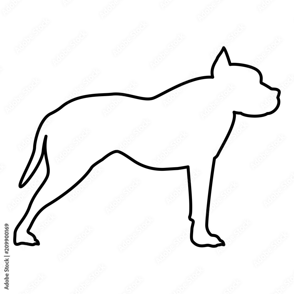 Pit bull terrier icon black color illustration flat style simple image