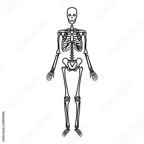 Human skeleton icon black color illustration flat style simple image