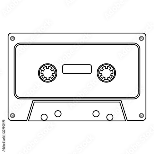 Retro audio cassette icon black color illustration flat style simple image