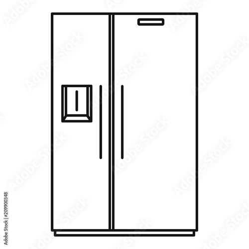 Double door fridge icon. Outline illustration of double door fridge vector icon for web design isolated on white background