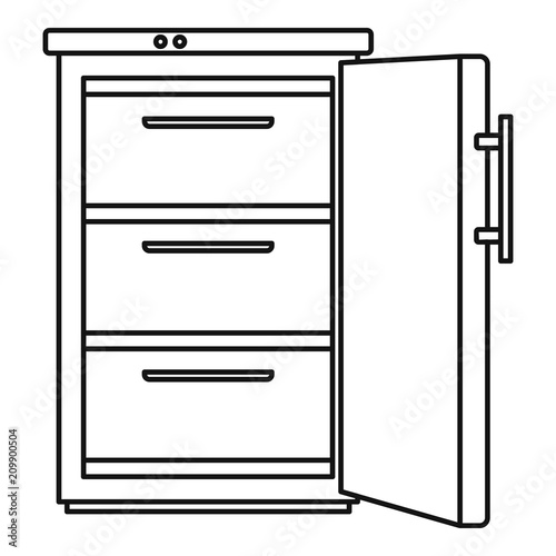 Refrigerator icon. Outline illustration of refrigerator vector icon for web design isolated on white background