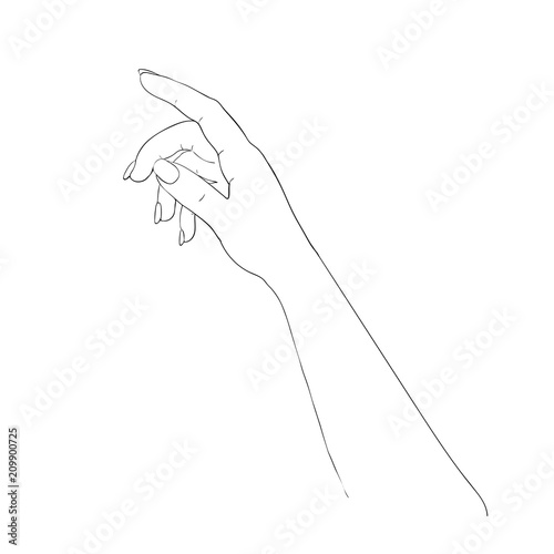 Salon procedure of manicure. Elegant arm of a woman. Ilustration for cosmetic for hands - cream or lotion.