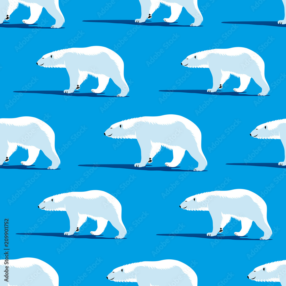 Obraz premium Pattern for seamless background with polar bears on a blue background.