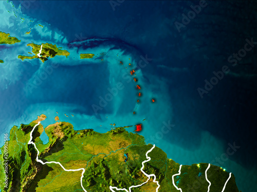 Map of Caribbean on Earth